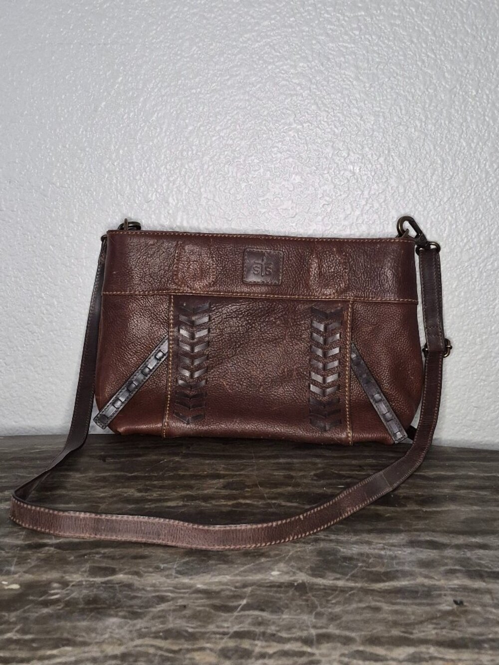 STS Womens Brown Leather Purse Medium Bag (MISSING HANDLES)